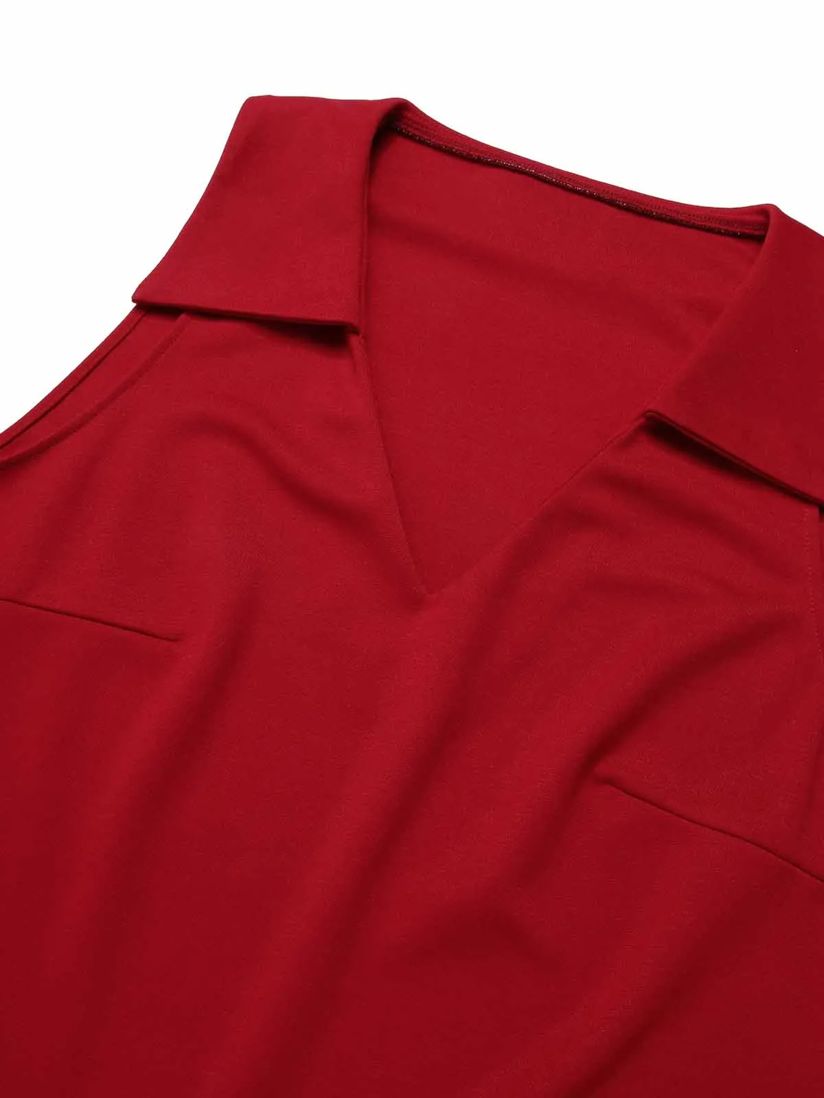 Red 1940s Solid Sleeveless Lapel Top sold by Retro Stage product image thumbnail 5