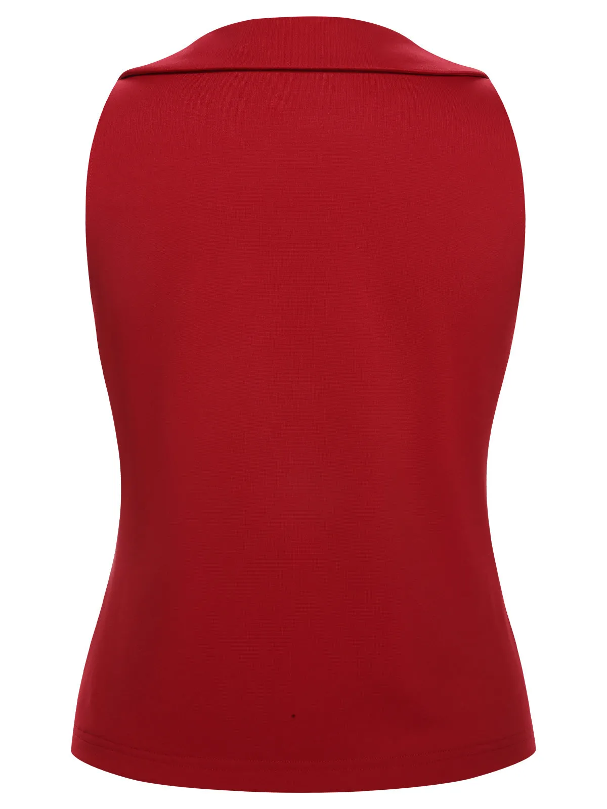 Red 1940s Solid Sleeveless Lapel Top sold by Retro Stage product image thumbnail 4