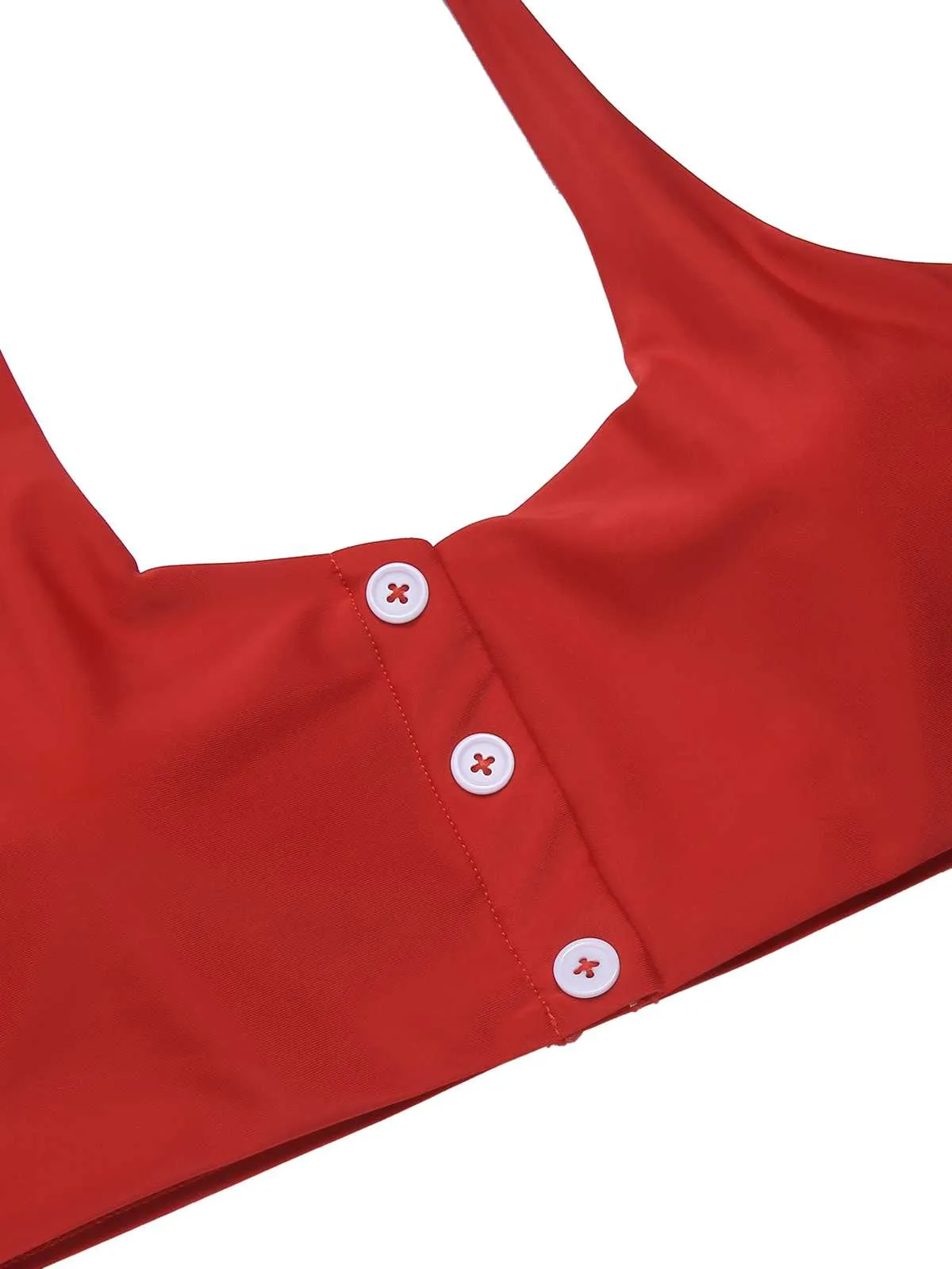 Red 1950s Halter Plaids Swimsuit sold by Retro Stage product image thumbnail 5