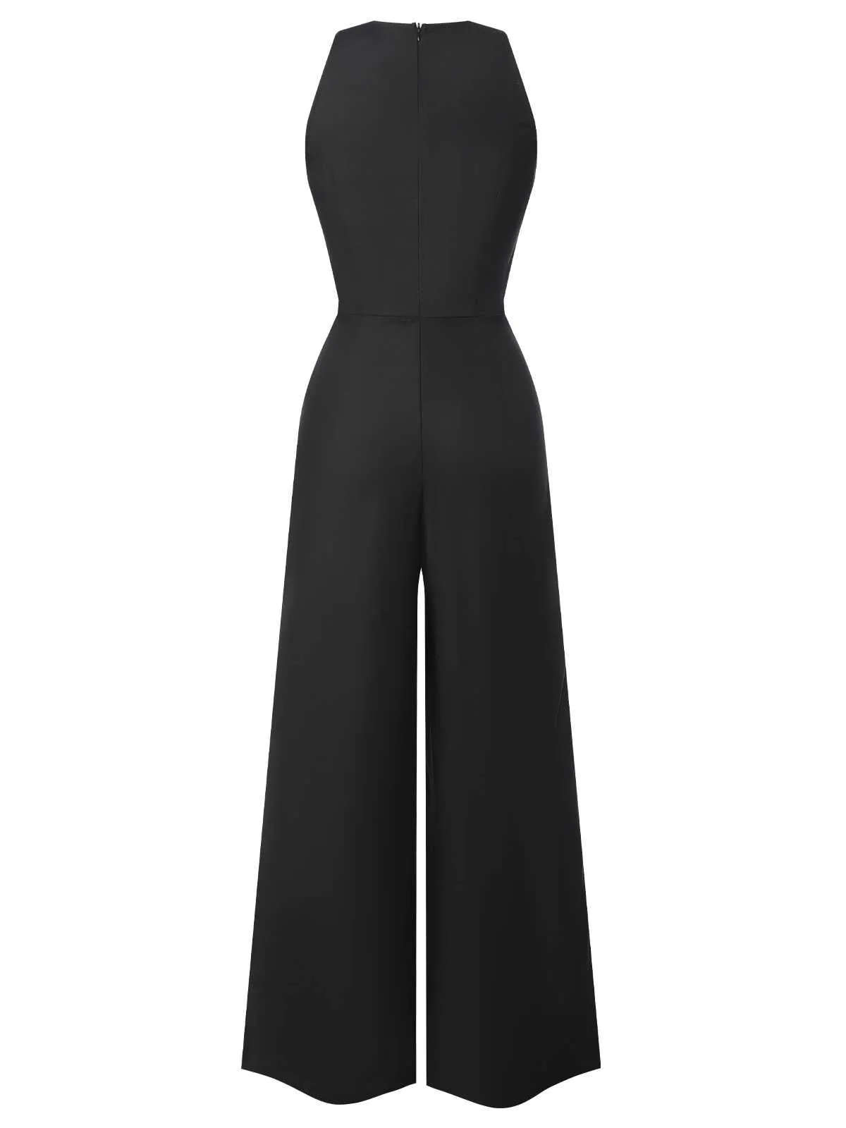 Black 1950s Sleeveless Buttoned Solid Jumpsuit sold by Retro Stage product image thumbnail 3