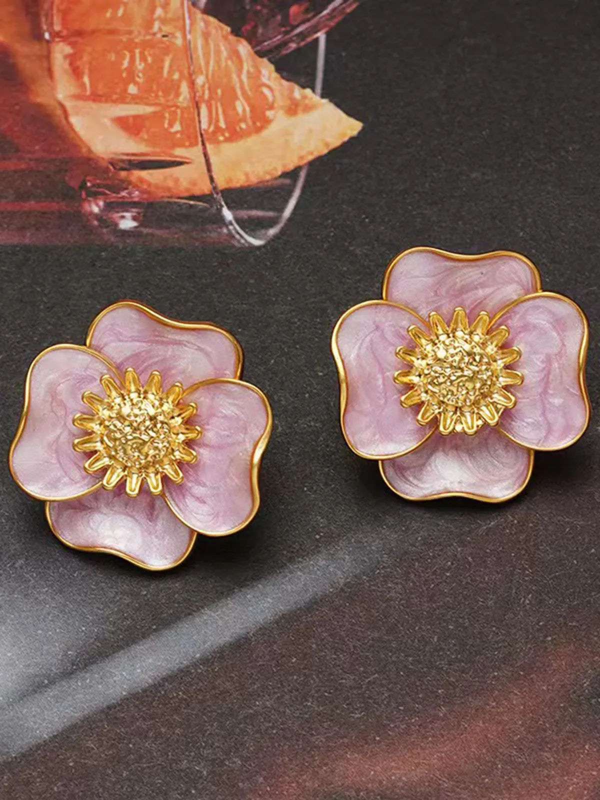 Vintage Violet Petal Alloy Earrings sold by Retro Stage product image thumbnail 4