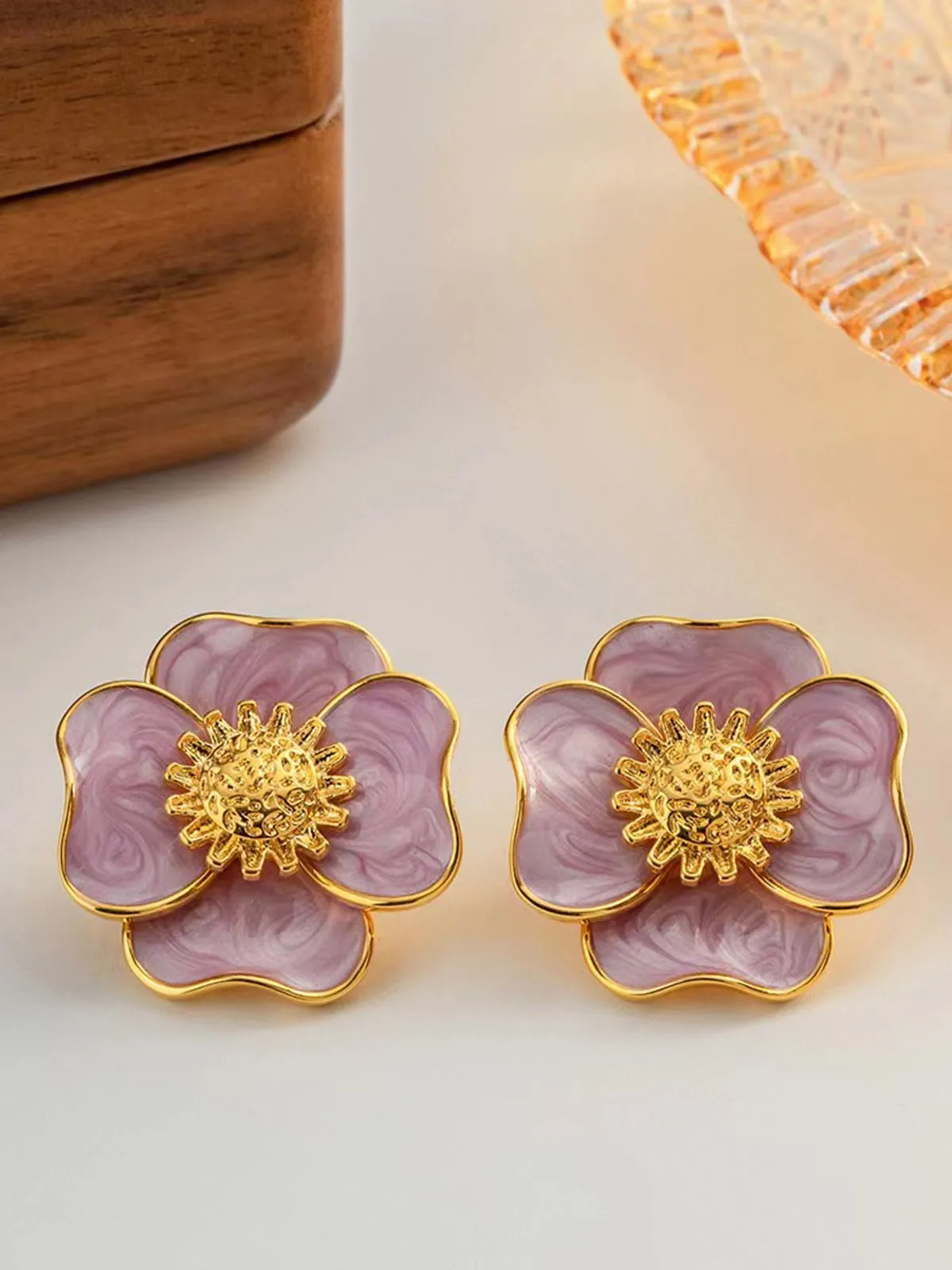 Vintage Violet Petal Alloy Earrings sold by Retro Stage product image thumbnail 3