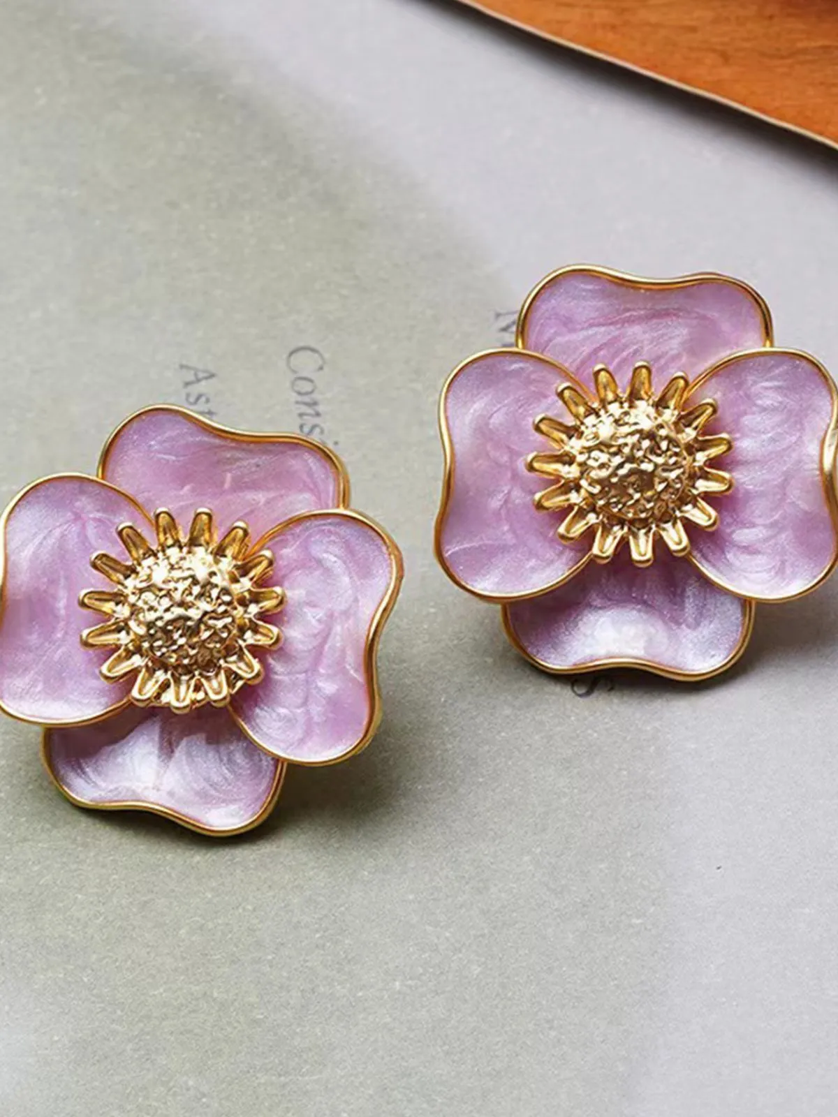 Vintage Violet Petal Alloy Earrings sold by Retro Stage