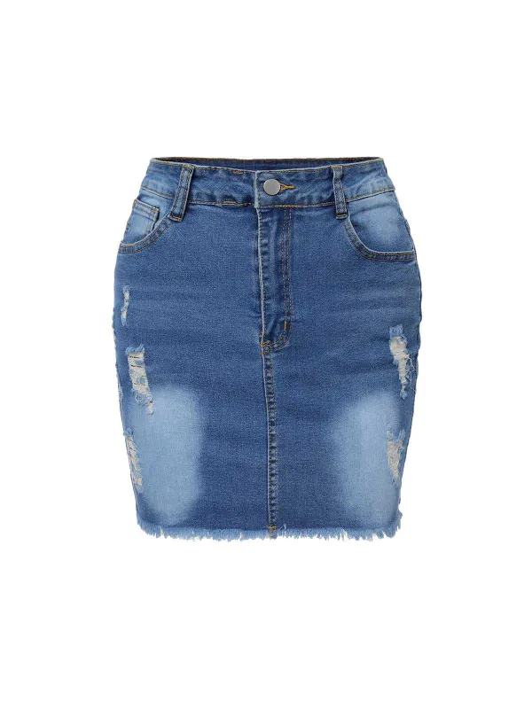 Blue 1960s Ripped Denim Skirt made by Retro Stage