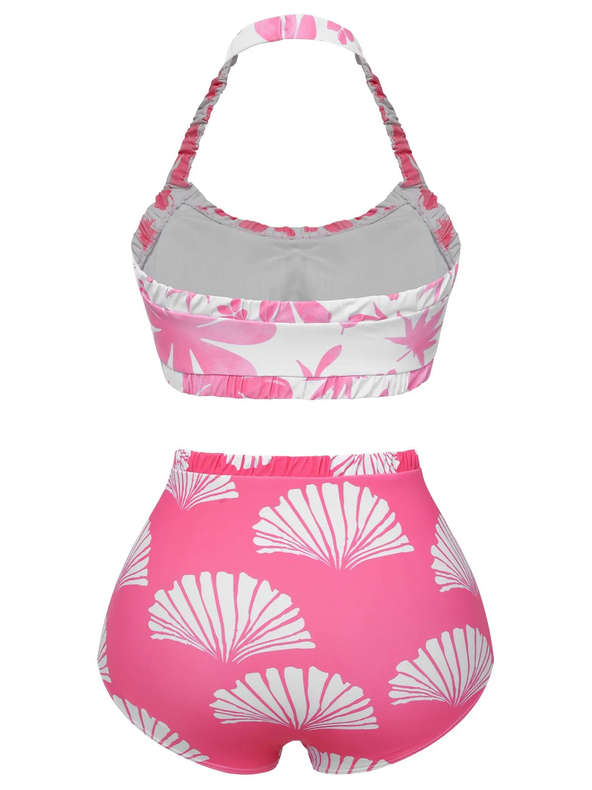 Pink 1930s Floral Elastic Gathers Halter Swimsuit sold by Retro Stage product image thumbnail 3