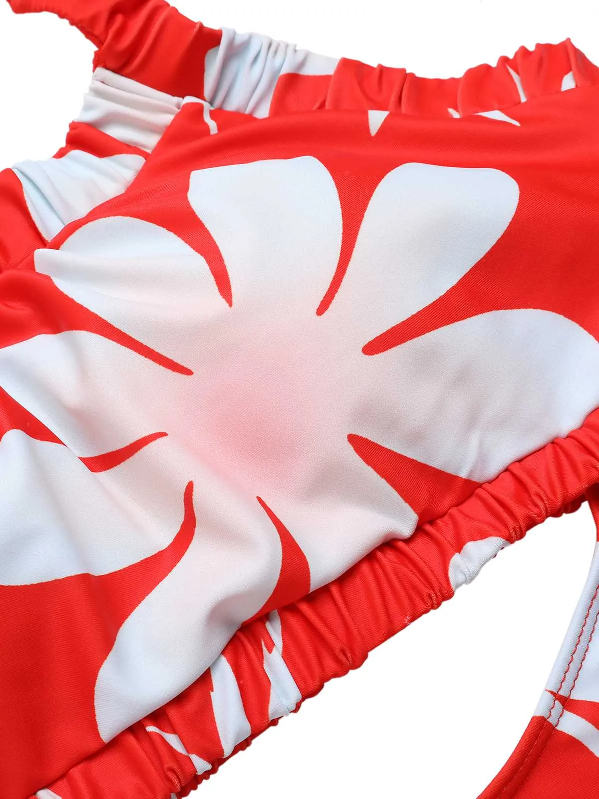 Red 1930s Halter Floral One-Piece Swimsuit sold by Retro Stage product image thumbnail 4