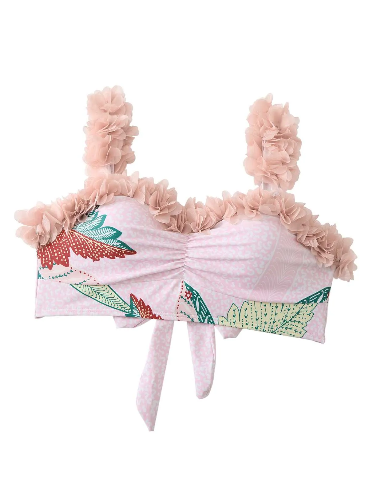 Pink 1950s Spaghetti Strap 3D Floral Swimsuit sold by Retro Stage product image thumbnail 3