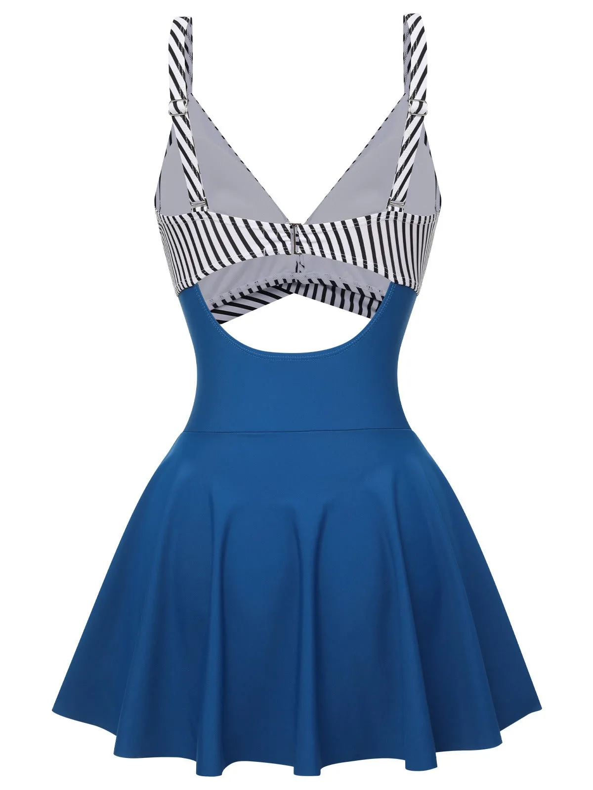 Multicolor 1930s Stripe Skirted One-piece Swimsuit sold by Retro Stage product image thumbnail 3