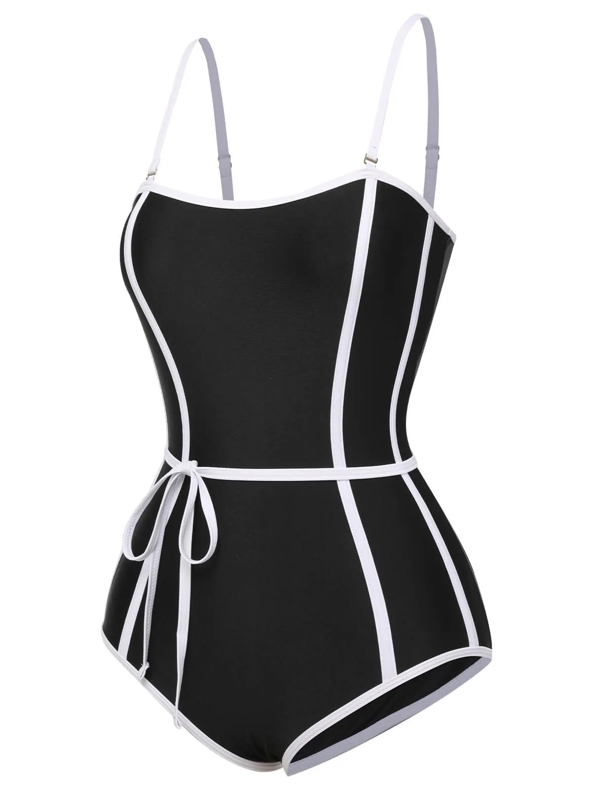 Black 1960s Lined Sling One-Piece Swimsuit sold by Retro Stage product image thumbnail 2
