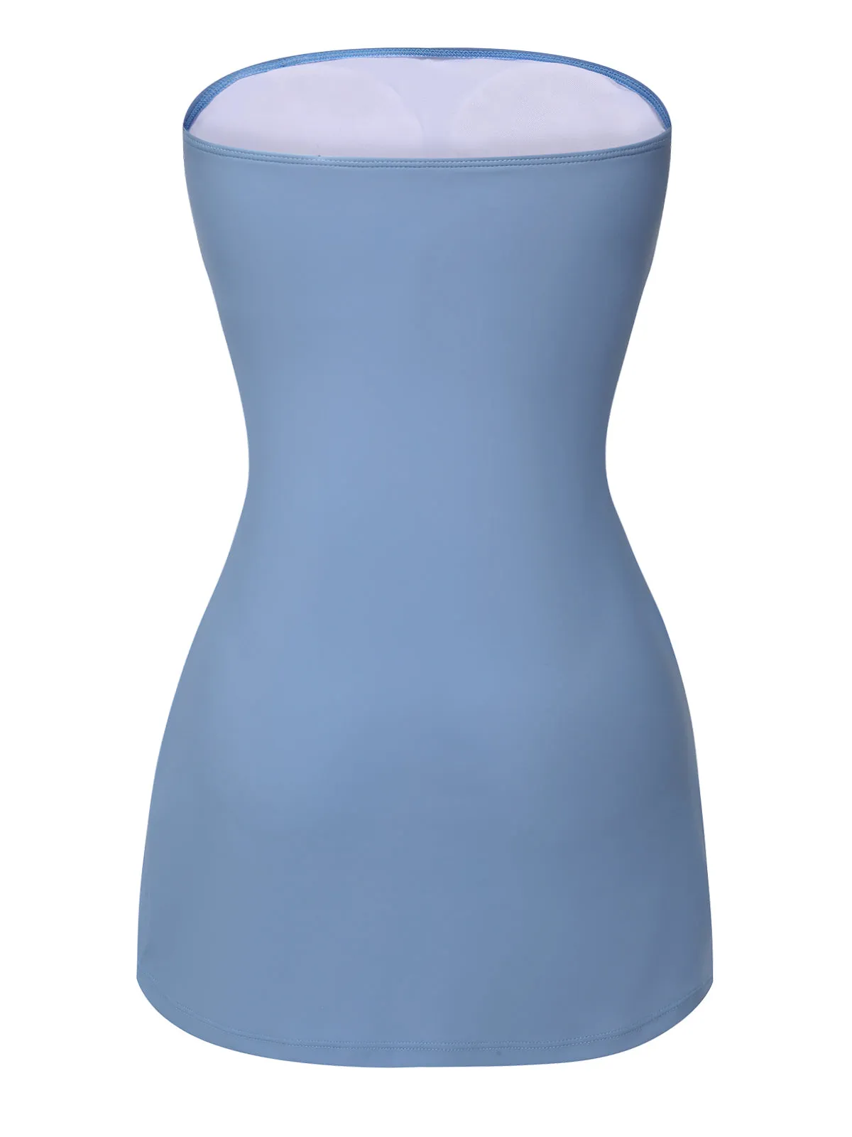 Blue 1930s Solid Buttoned Bandeau Swimsuit sold by Retro Stage product image thumbnail 4