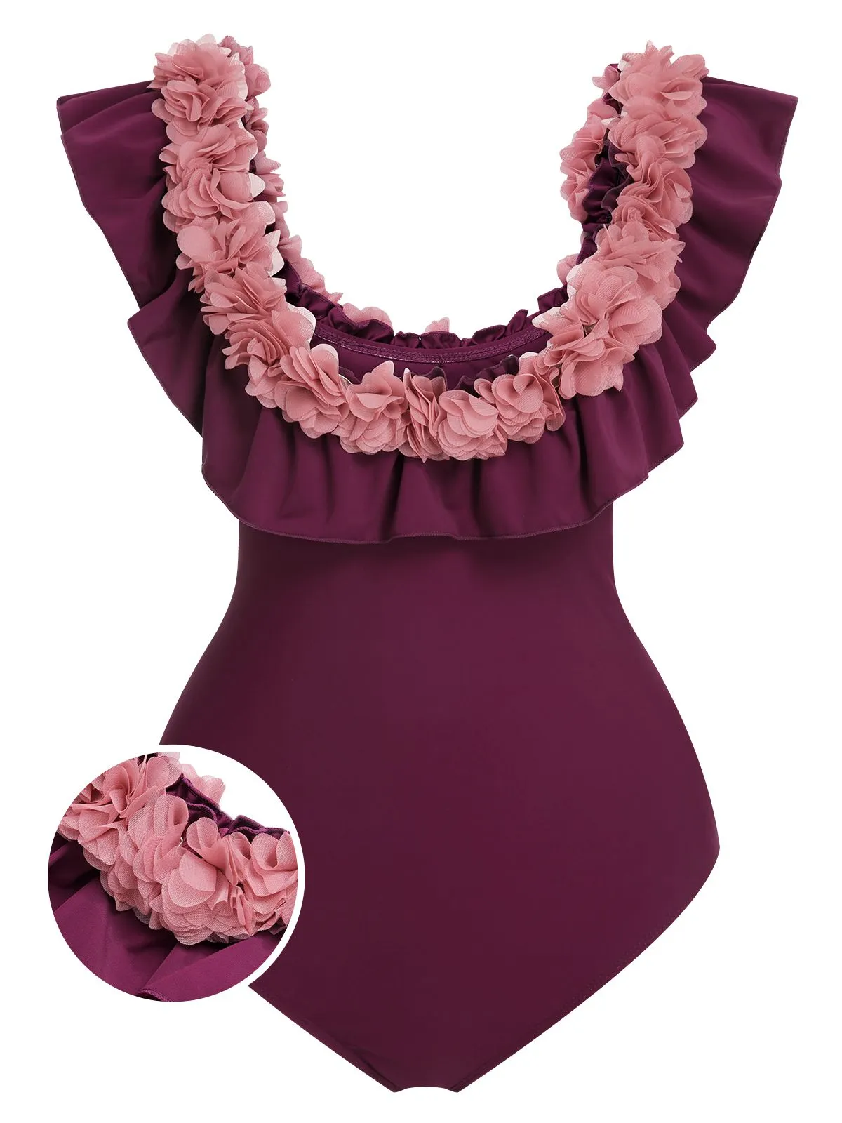 1940s Solid Petal Patchwork One Shoulder Swimsuit sold by Retro Stage product image thumbnail 2