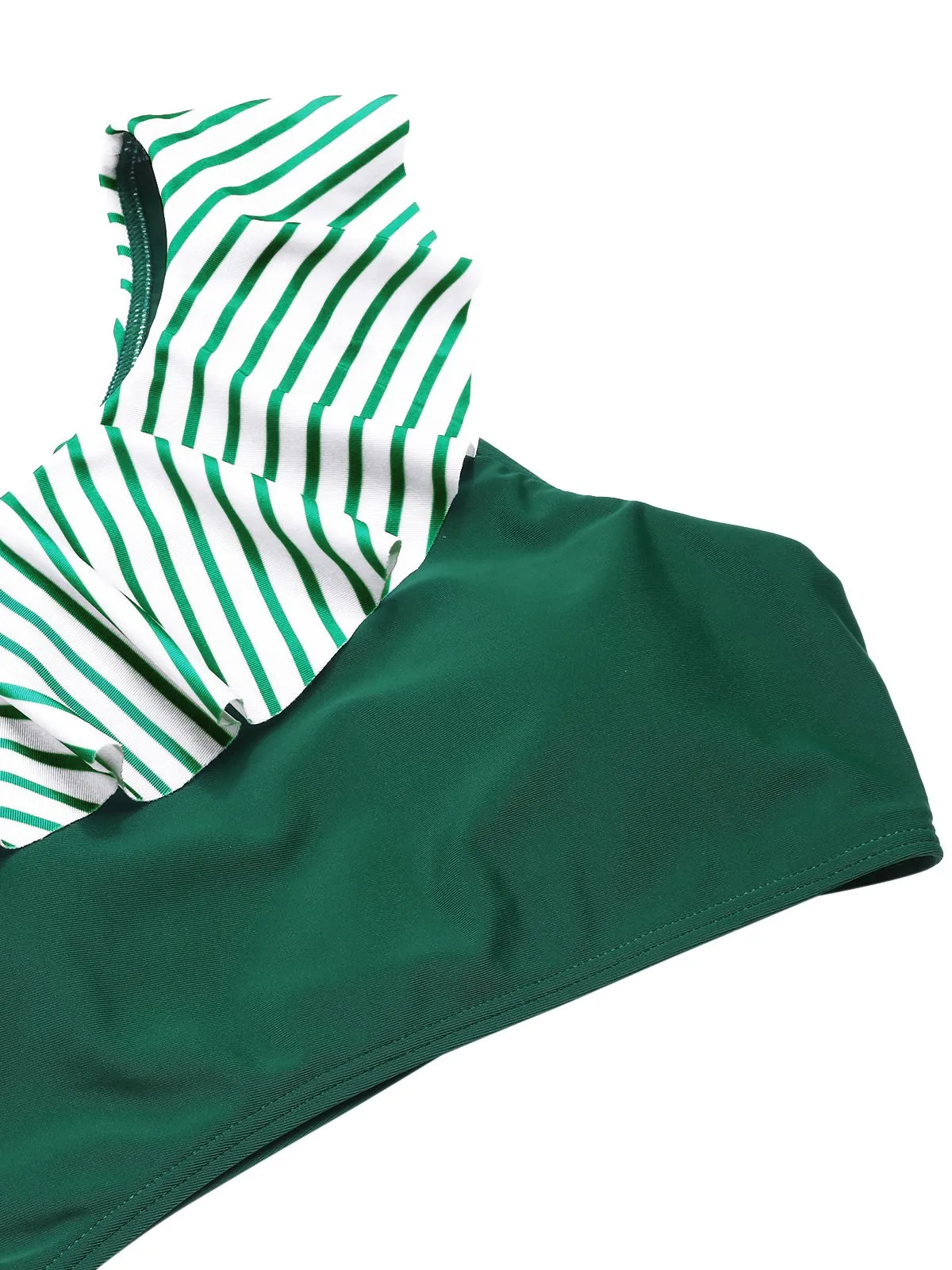 Dark Green 1940s Striped Ruffled Swimsuit sold by Retro Stage product image thumbnail 5