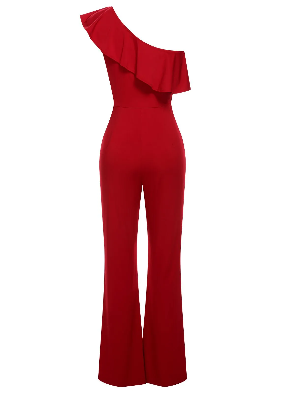 1950s Solid One Shoulder Ruffled Jumpsuit sold by Retro Stage product image thumbnail 3