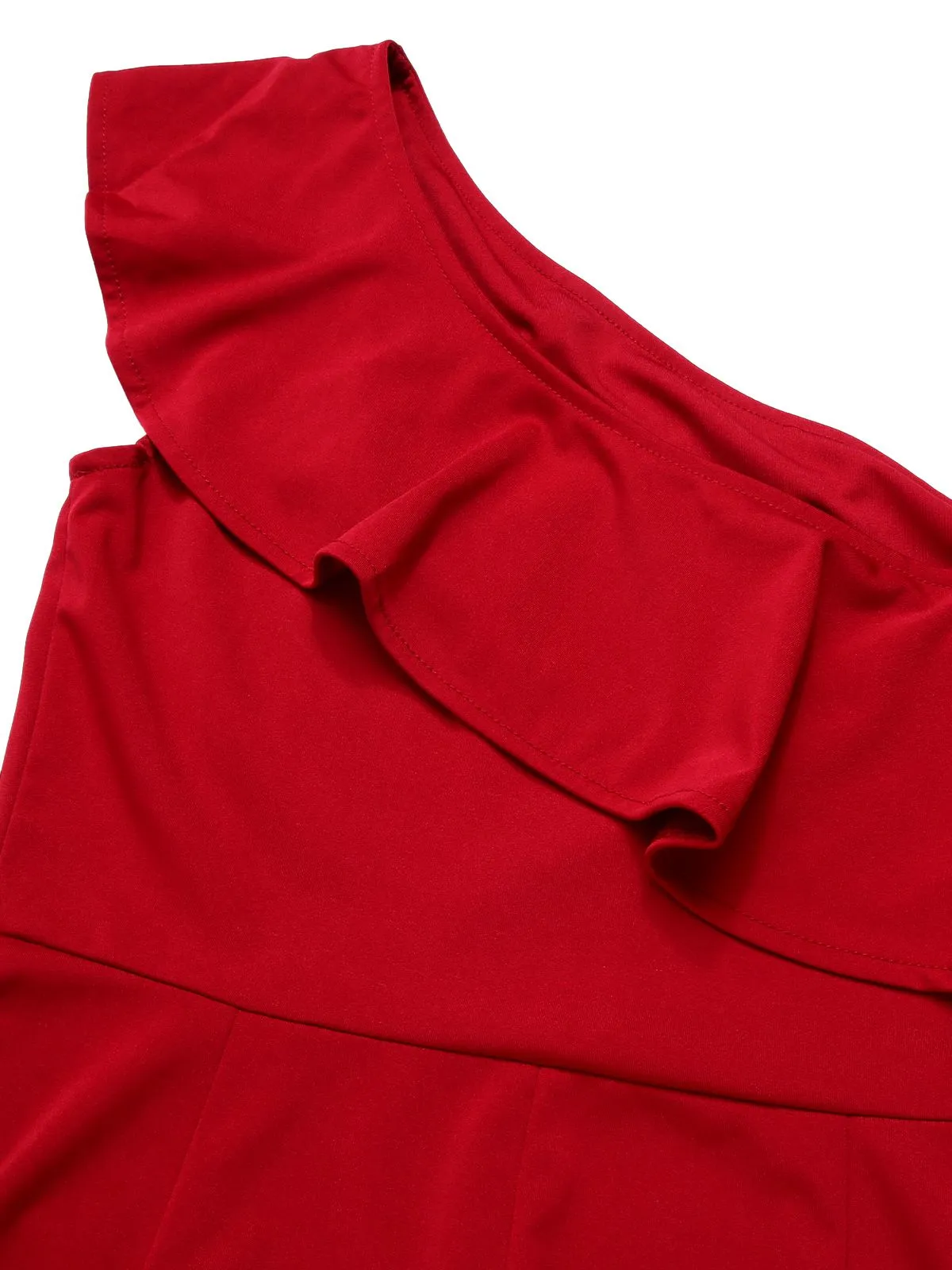 1950s Solid One Shoulder Ruffled Jumpsuit sold by Retro Stage product image thumbnail 4