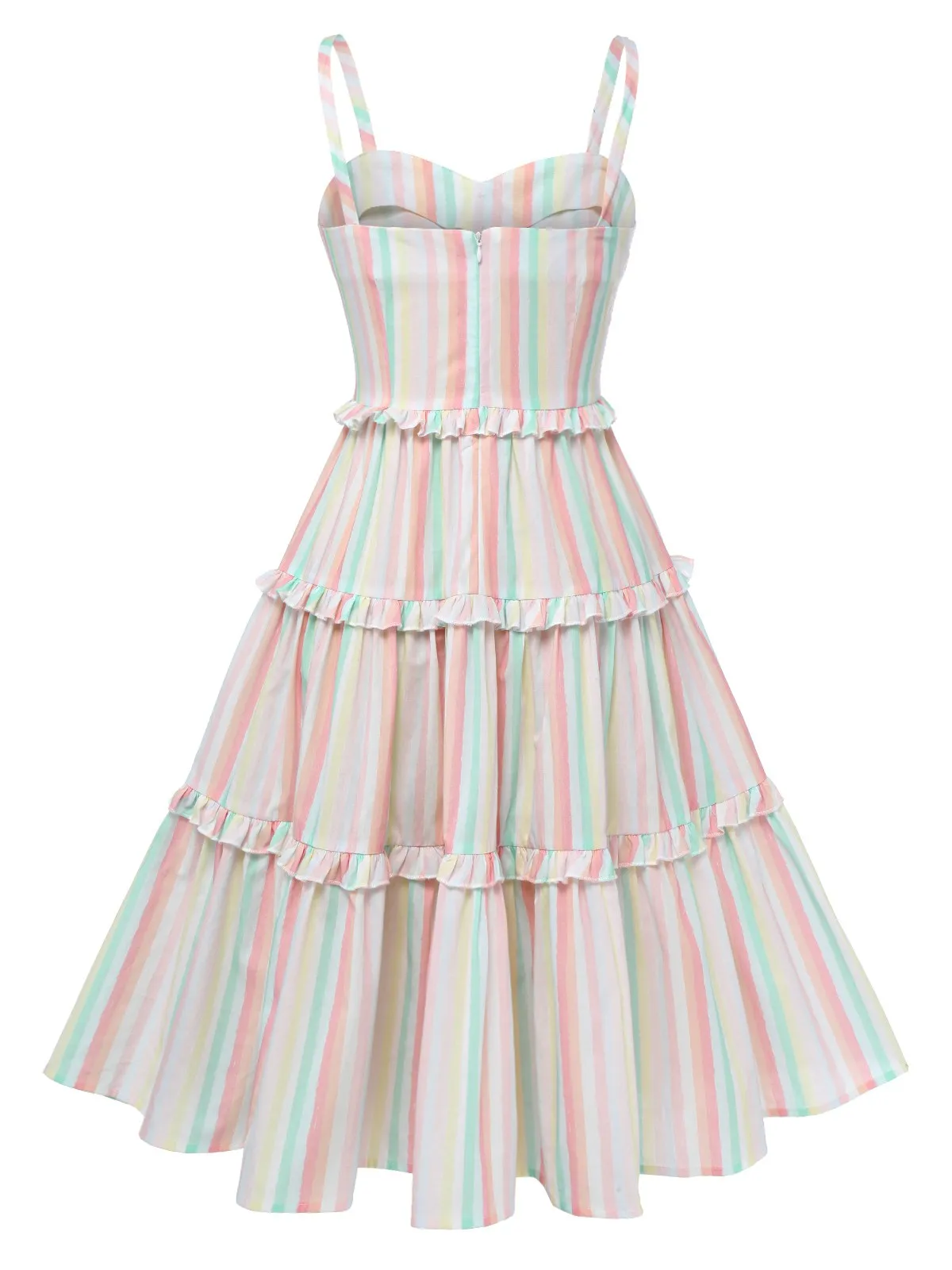 Multicolor 1950s Spaghetti Strap Striped Dress sold by Retro Stage product image thumbnail 5