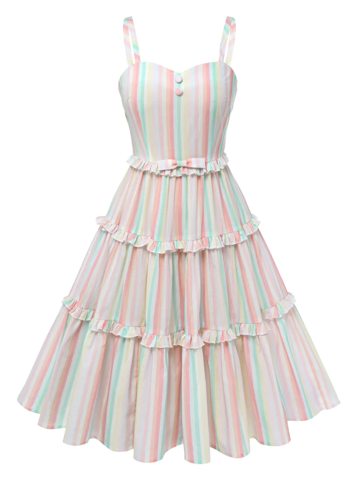 Multicolor 1950s Spaghetti Strap Striped Dress sold by Retro Stage product image thumbnail 3