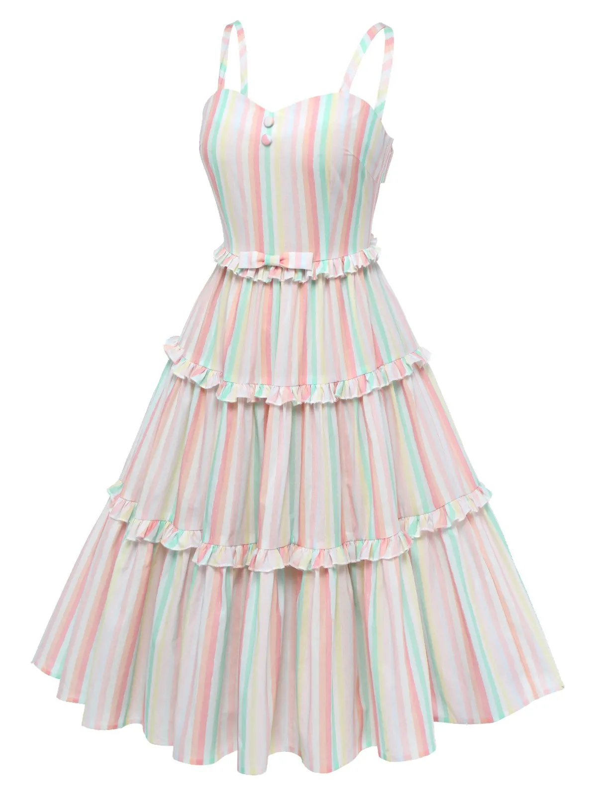 Multicolor 1950s Spaghetti Strap Striped Dress sold by Retro Stage product image thumbnail 4