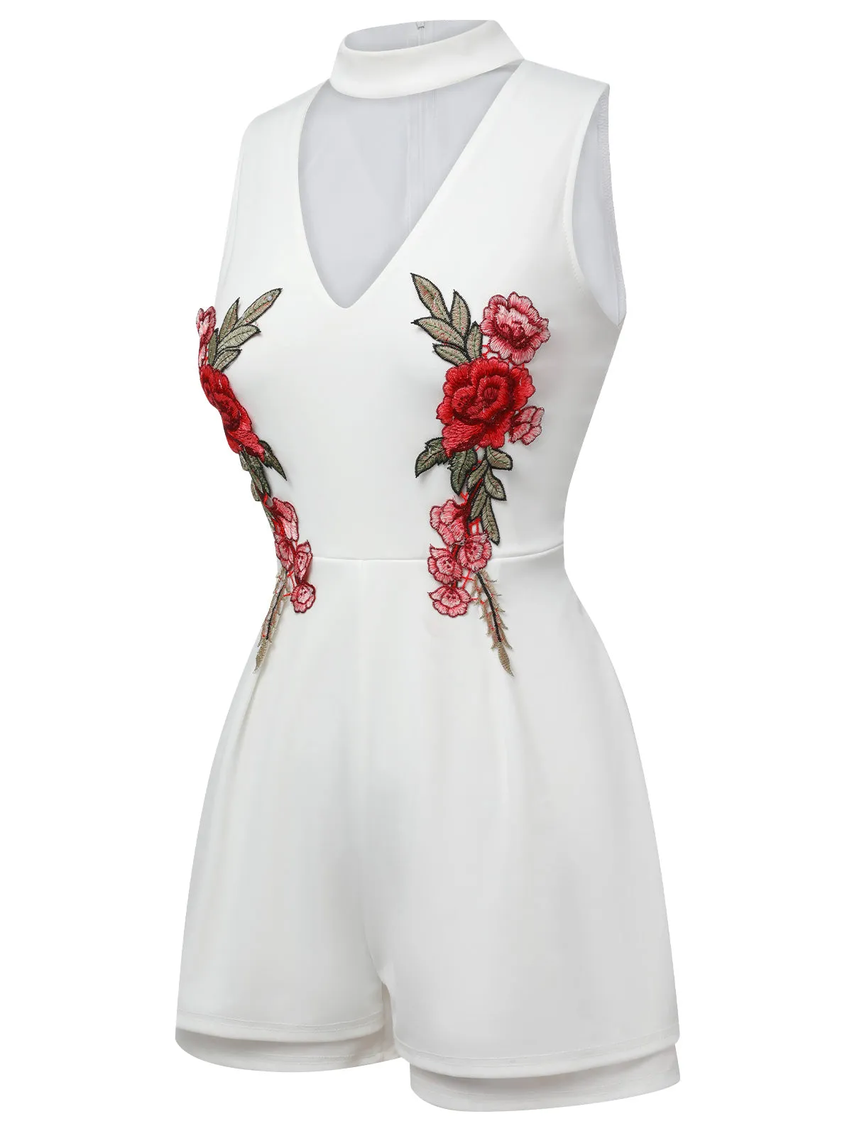 1950s Mock Neck Floral Embroidered Cutout Romper sold by Retro Stage product image thumbnail 2