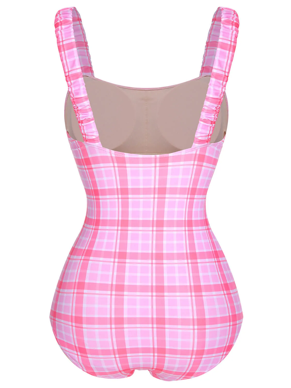 1950s Plaid Elastic Gathers One-Piece Swimsuit sold by Retro Stage product image thumbnail 3