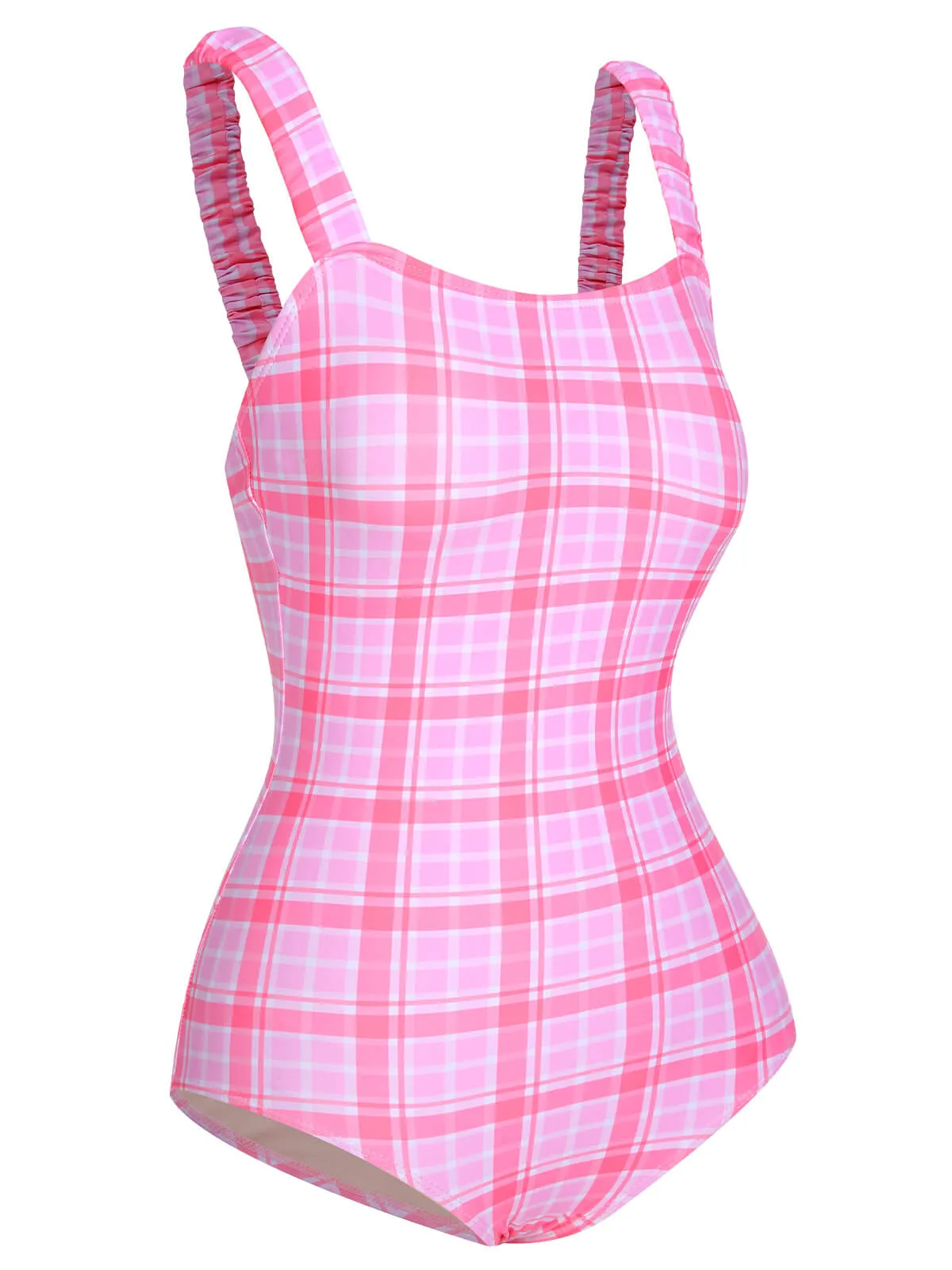 1950s Plaid Elastic Gathers One-Piece Swimsuit sold by Retro Stage product image thumbnail 2