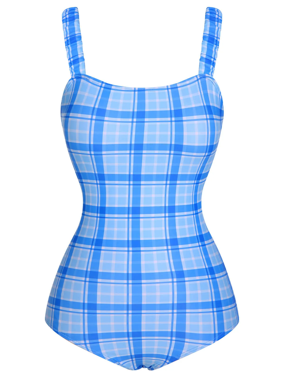1950s Plaid Elastic Gathers One-Piece Swimsuit sold by Retro Stage product image thumbnail 5