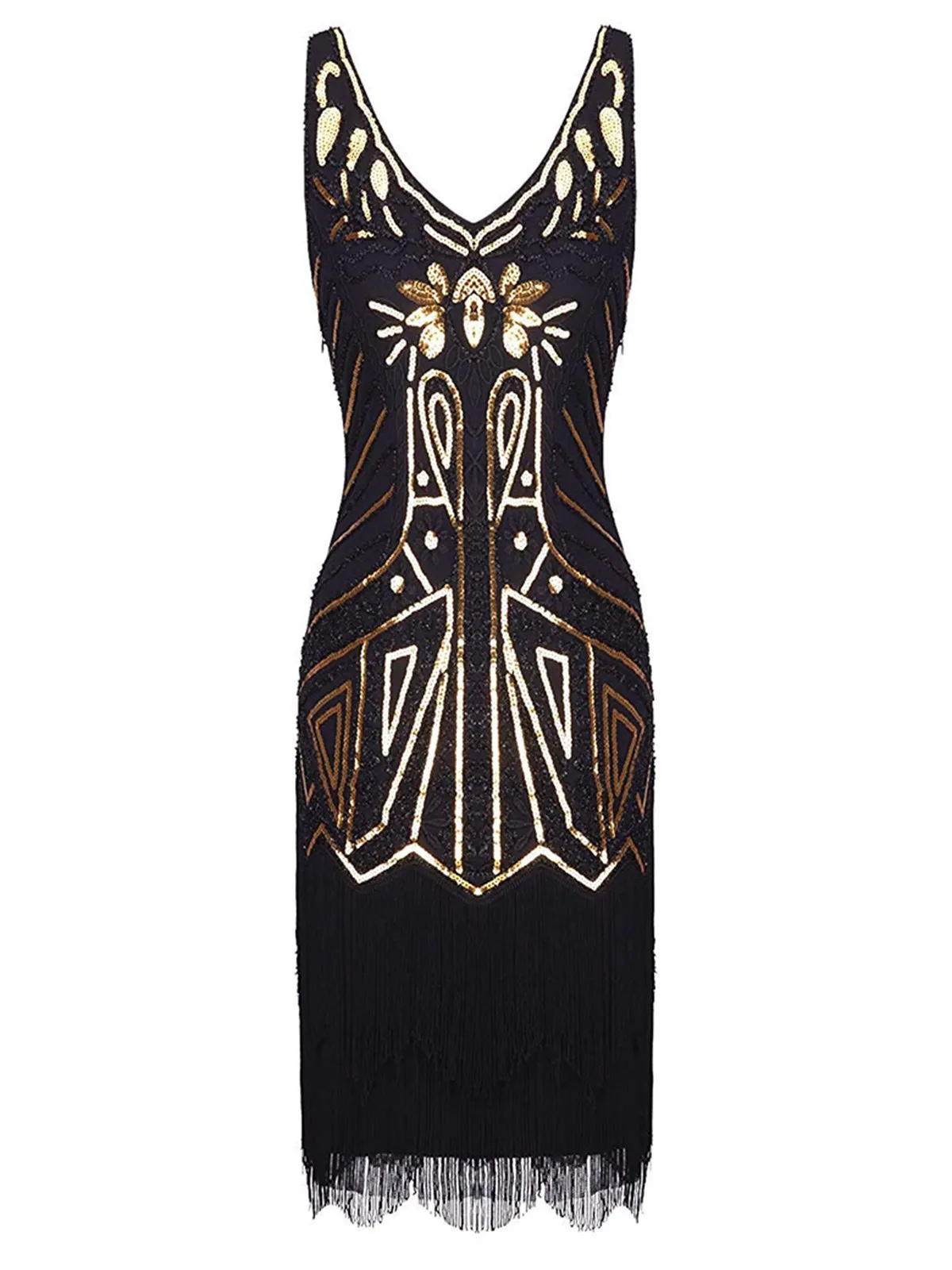 US Only Black 1920sSequin Fringed Flapper Dress sold by Retro Stage product image thumbnail 3