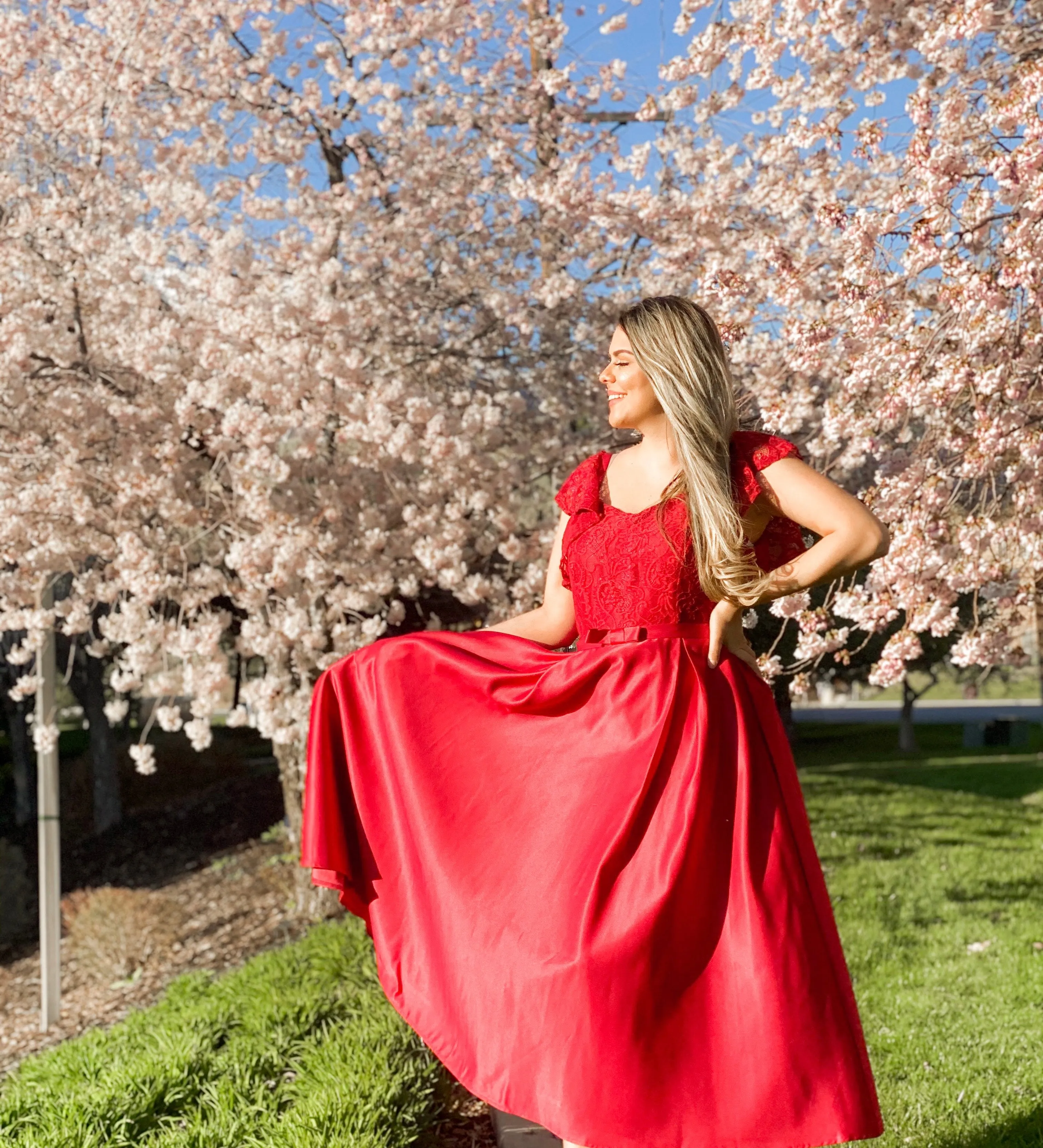 US Only Wine Red 1950s Lace Satin Dress sold by Retro Stage product image thumbnail 3