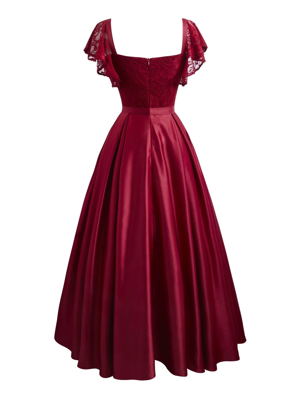 US Only Wine Red 1950s Lace Satin Dress sold by Retro Stage product image thumbnail 5