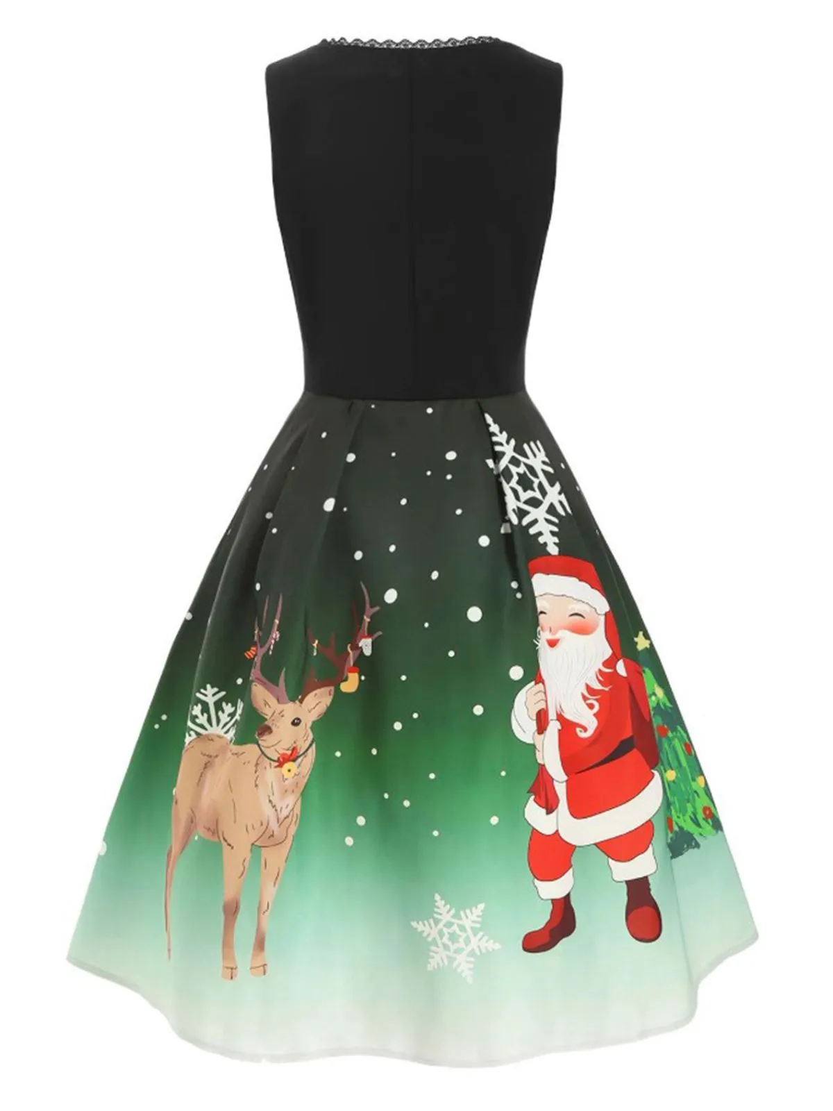 Dark Green 1950s Lace Up Christmas Dress sold by Retro Stage product image thumbnail 3