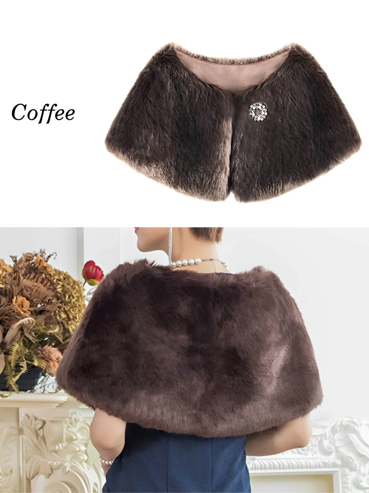 Retro Solid Rhinestone Cape With Brooch sold by Retro Stage product image thumbnail 3