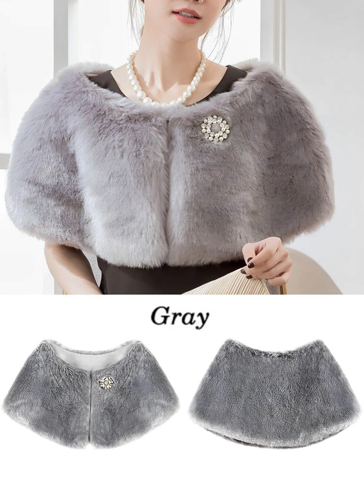 Retro Solid Rhinestone Cape With Brooch sold by Retro Stage product image thumbnail 5