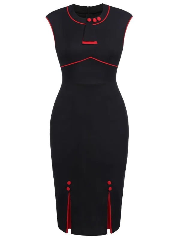 Black 1960s Patchwork Bodycon Dress sold by Retro Stage