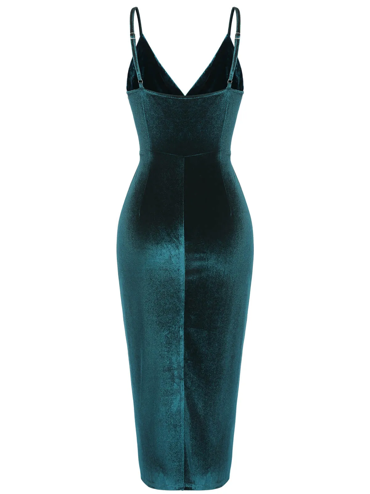 1960s Solid Velvet V-Neck Strap Dress sold by Retro Stage product image thumbnail 5