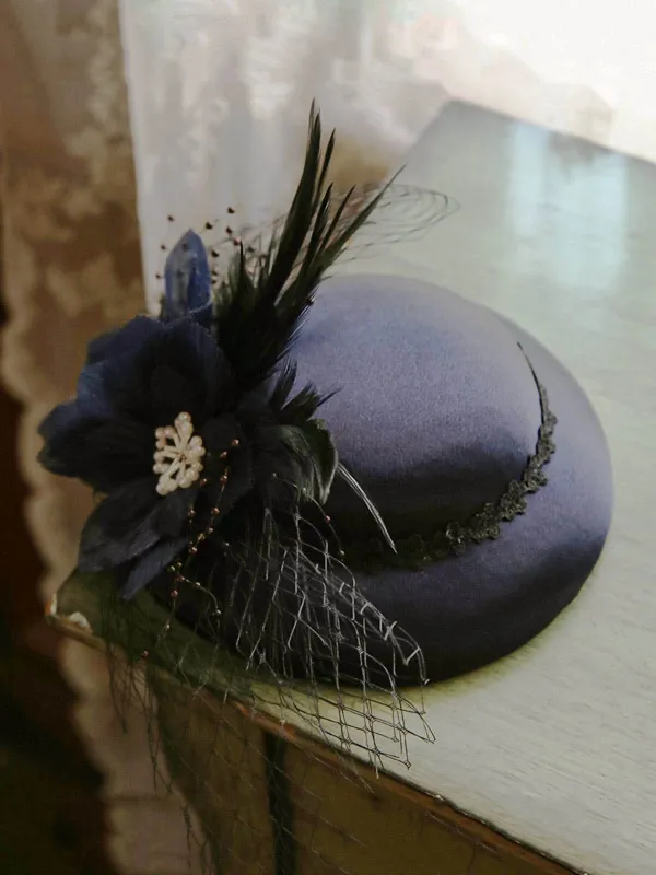 Retro Mesh Floral Feather Hat sold by Retro Stage