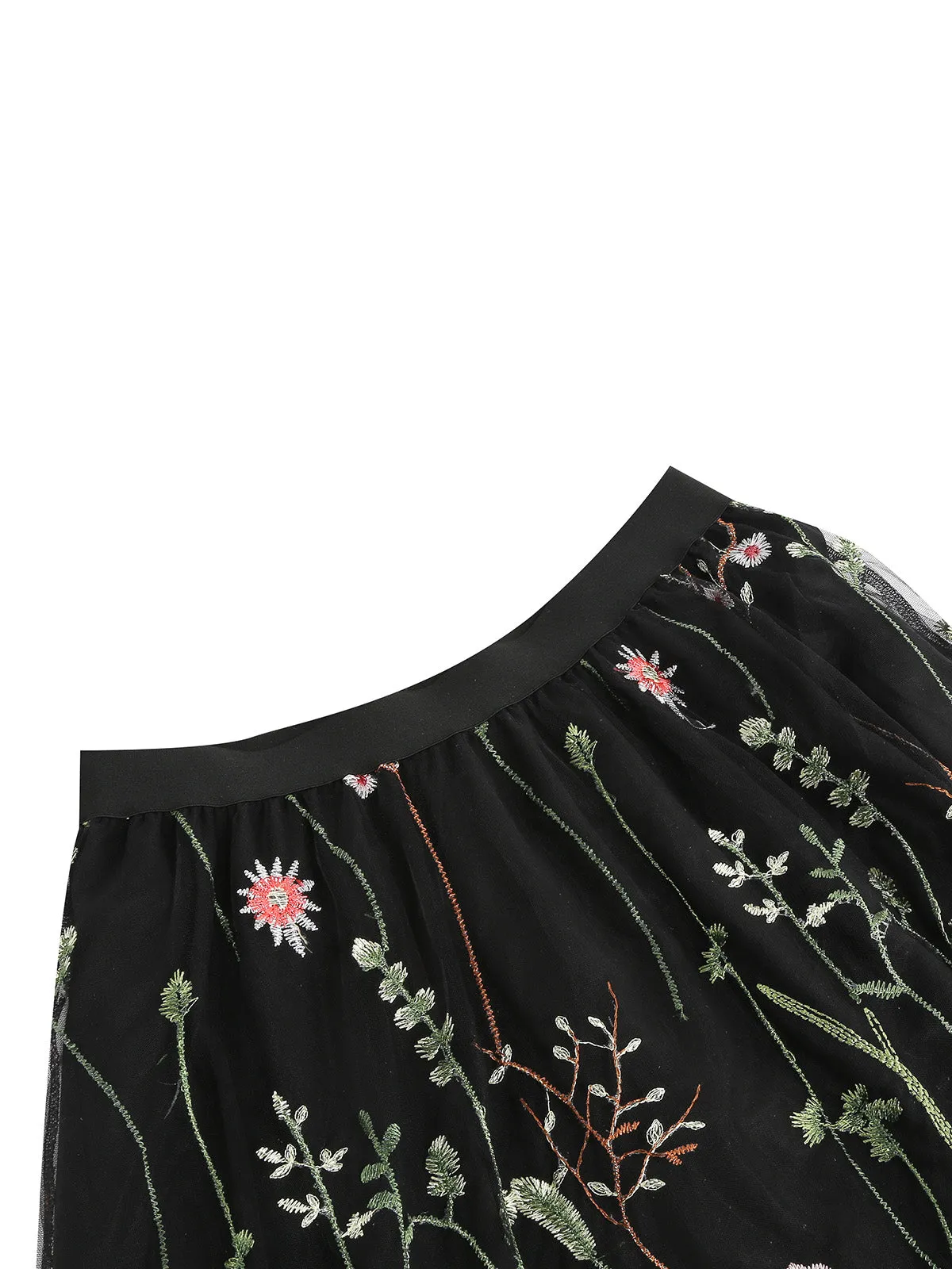 1950s Floral Embroidered Mesh Skirt sold by Retro Stage product image thumbnail 4