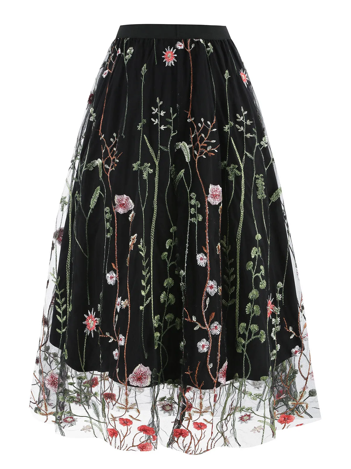 1950s Floral Embroidered Mesh Skirt sold by Retro Stage product image thumbnail 2