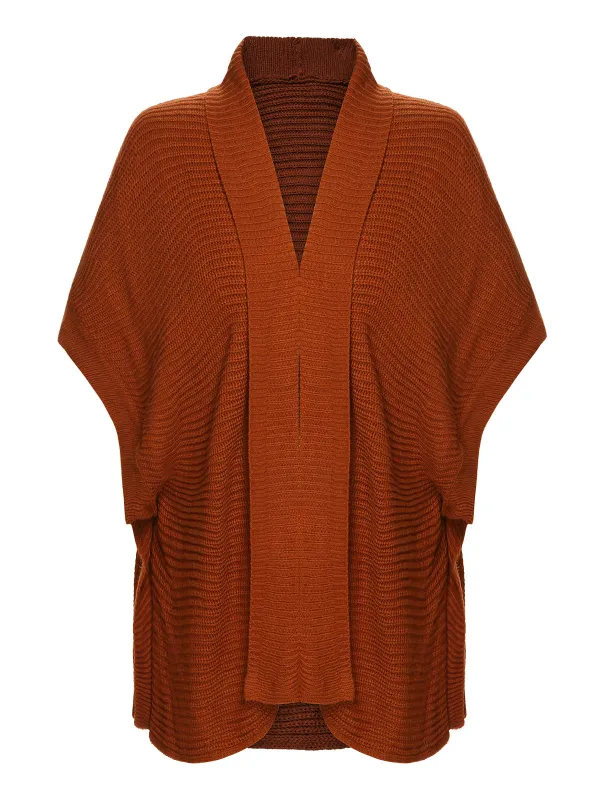 Brown 1950s Bat Sleeve Knitted Solid Cardigan sold by Retro Stage