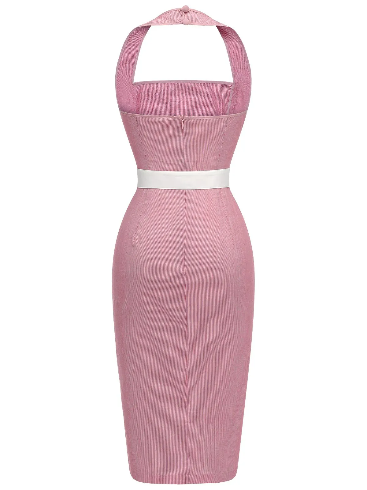Pink 1960s Halter Stripes Belted Bodycon Dress sold by Retro Stage product image thumbnail 5