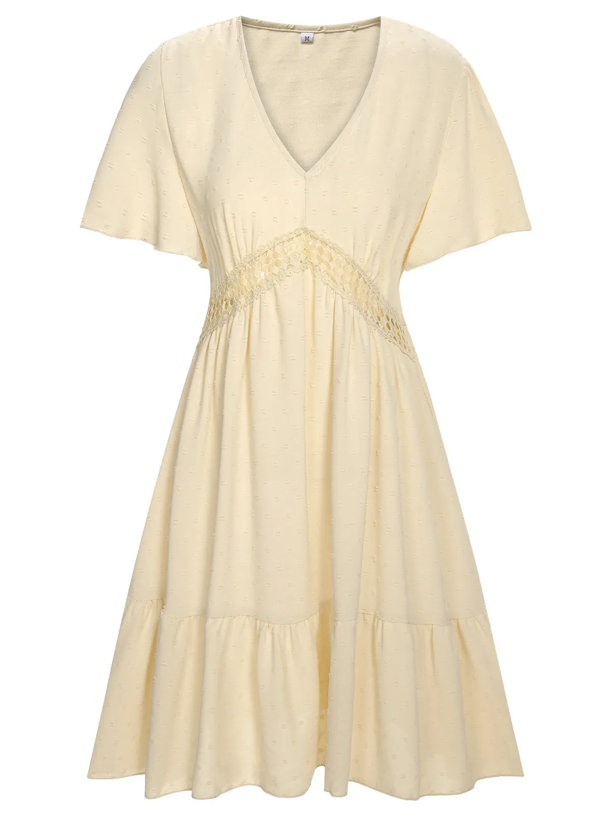 1970s Solid V-Neck Splicing Lace Flare Dress sold by Retro Stage product image thumbnail 3
