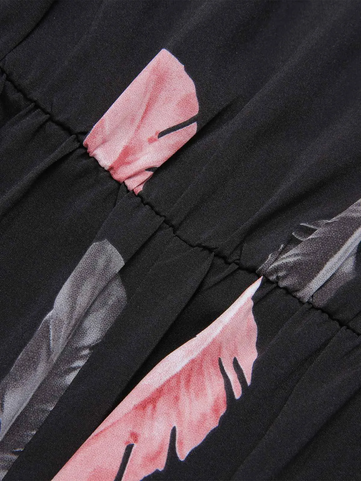 Black 1930s Feather Print Spaghetti Strap Jumpsuit sold by Retro Stage product image thumbnail 5