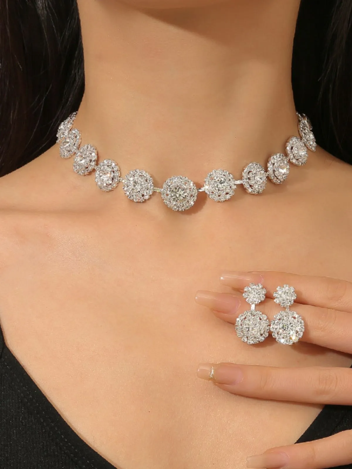 Vintage Diamond Necklace Earrings Set sold by Retro Stage product image thumbnail 4