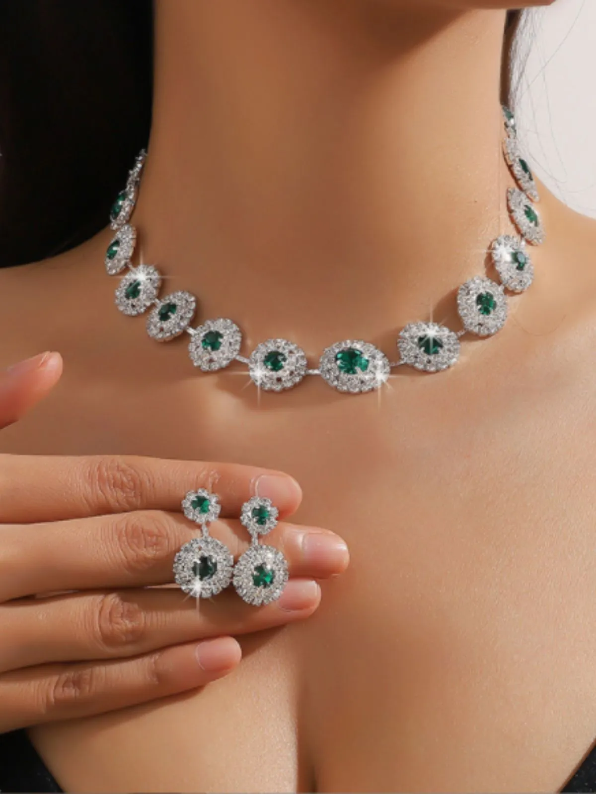 Vintage Diamond Necklace Earrings Set sold by Retro Stage product image thumbnail 5