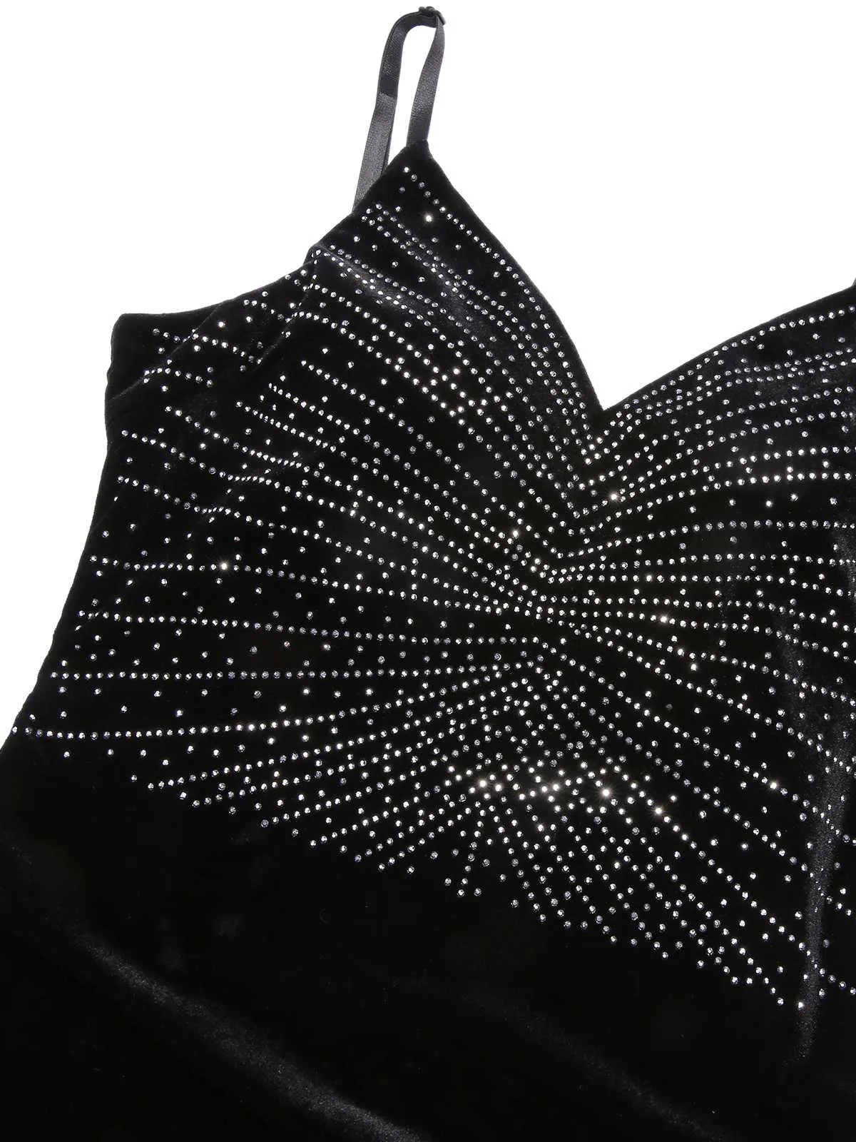 Black 1960s Spaghetti Strap Velvet Beading Dress sold by Retro Stage product image thumbnail 5