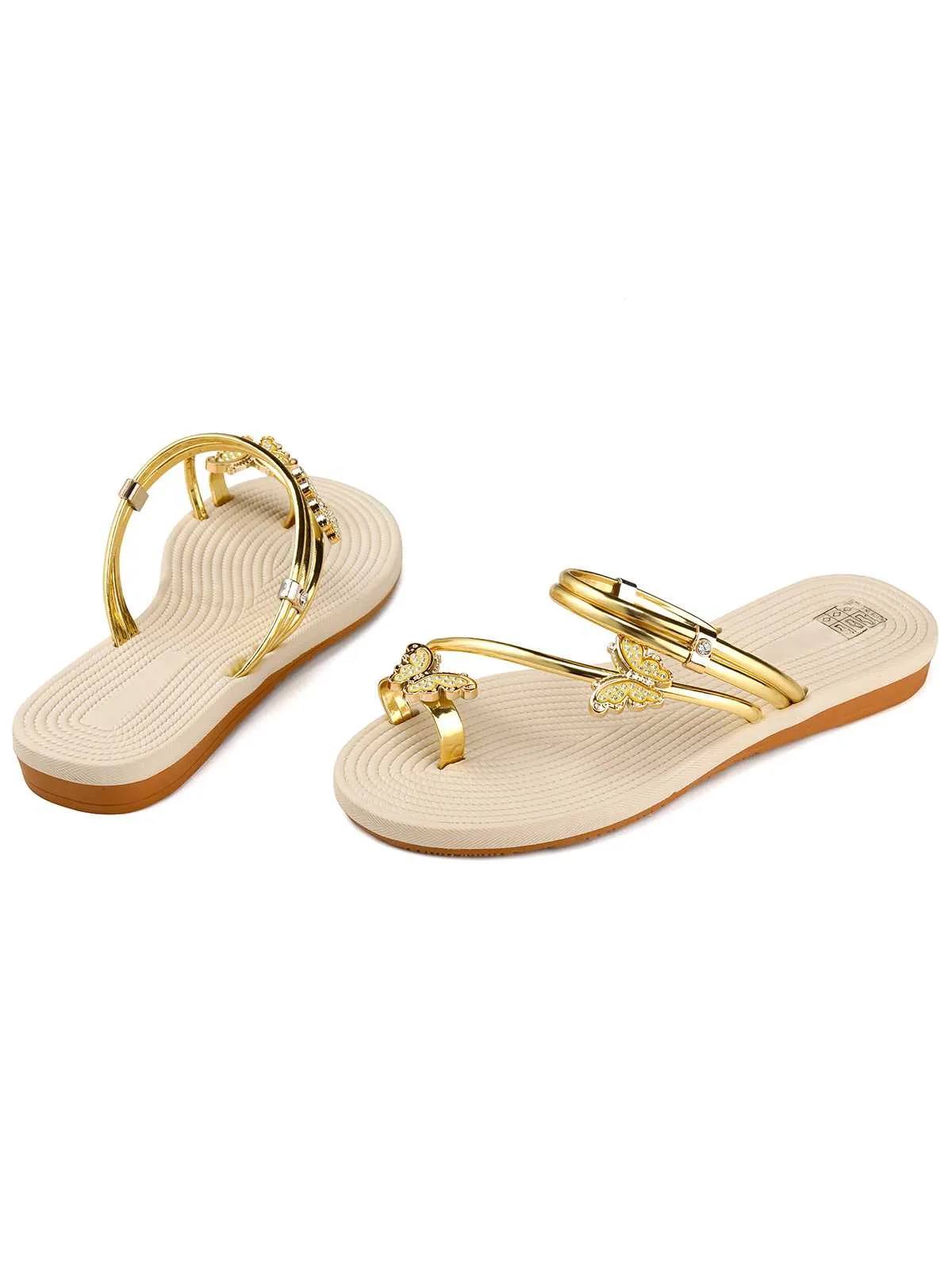 Khaki Butterfly Beach Flat Sandals sold by Retro Stage product image thumbnail 3