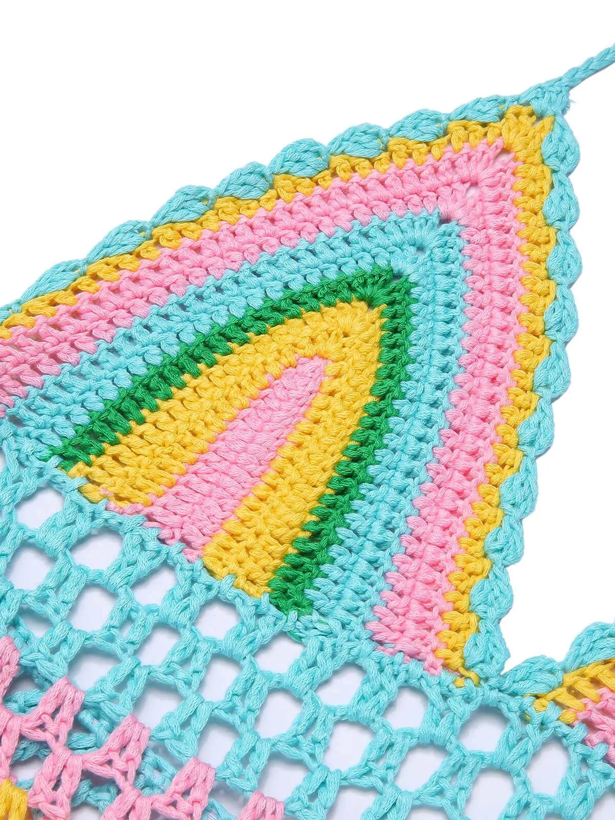 1960s Handmade Crochet Tassel Halter Cover-Up sold by Retro Stage product image thumbnail 4