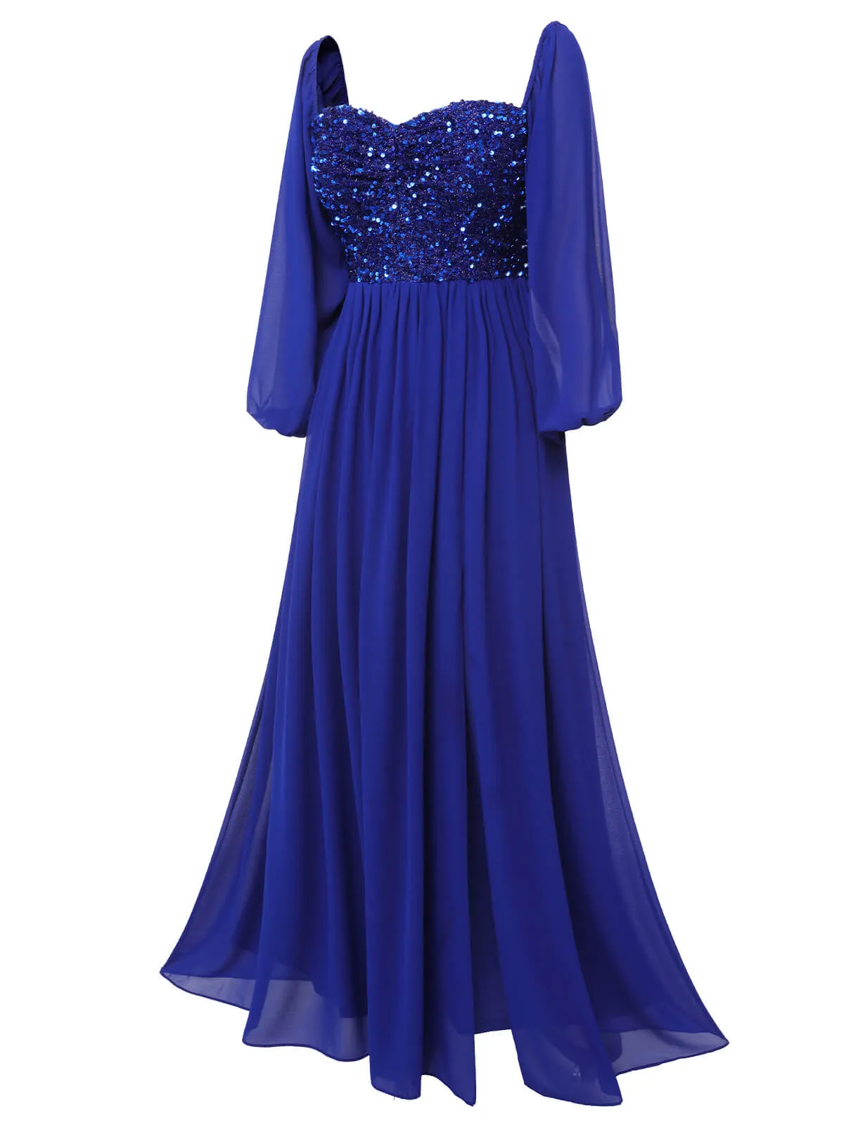 Royal Blue 1920s Sequined Sweetheart Neck Maxi Dress sold by Retro Stage product image thumbnail 2