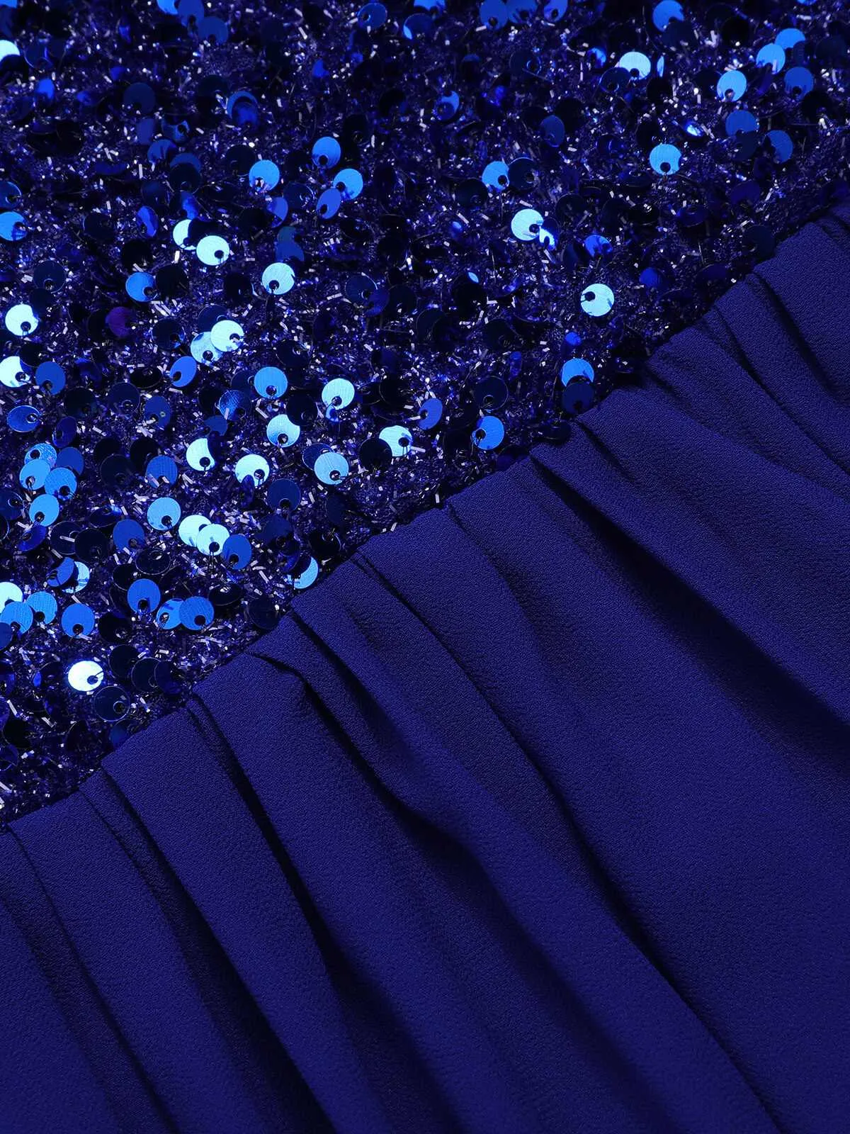 Royal Blue 1920s Sequined Sweetheart Neck Maxi Dress sold by Retro Stage product image thumbnail 4