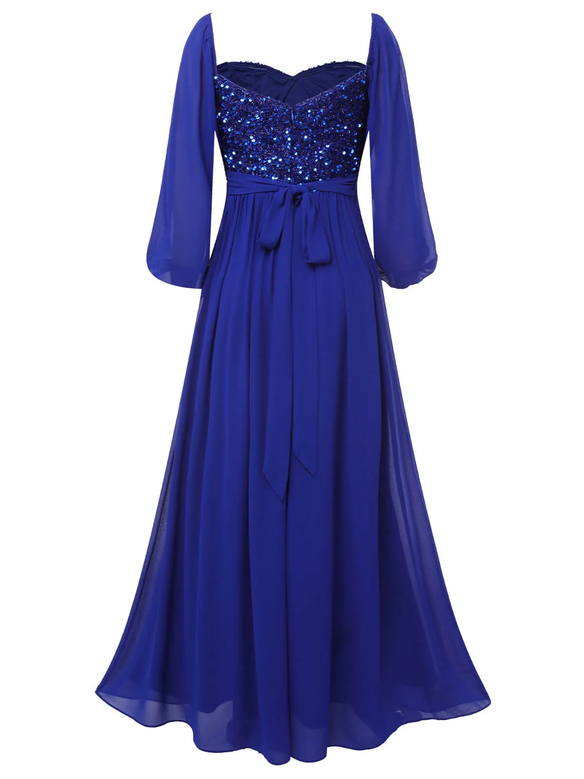 Royal Blue 1920s Sequined Sweetheart Neck Maxi Dress sold by Retro Stage product image thumbnail 3