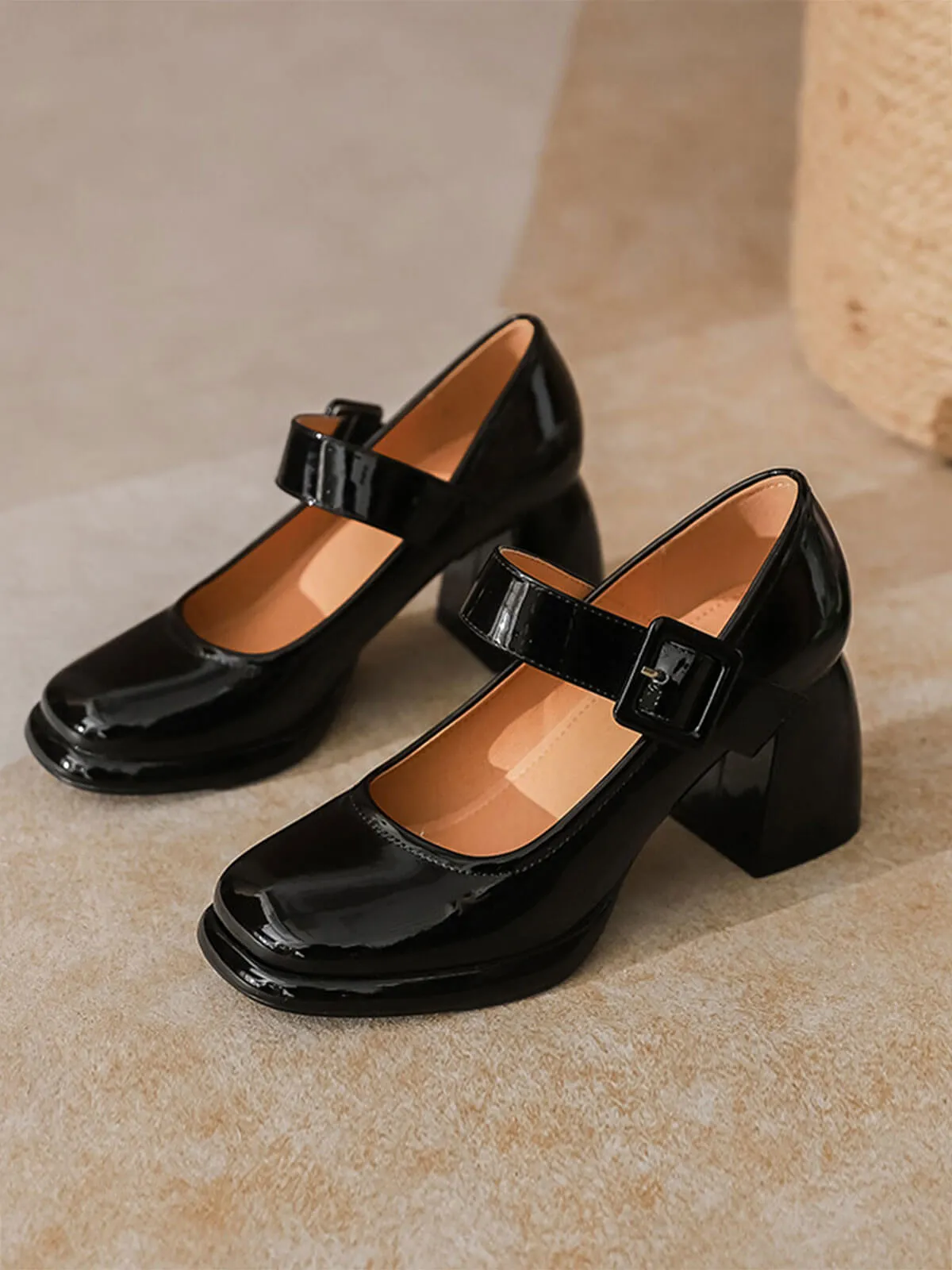 Retro Square-Toe High Heel Leather Shoes sold by Retro Stage product image thumbnail 5