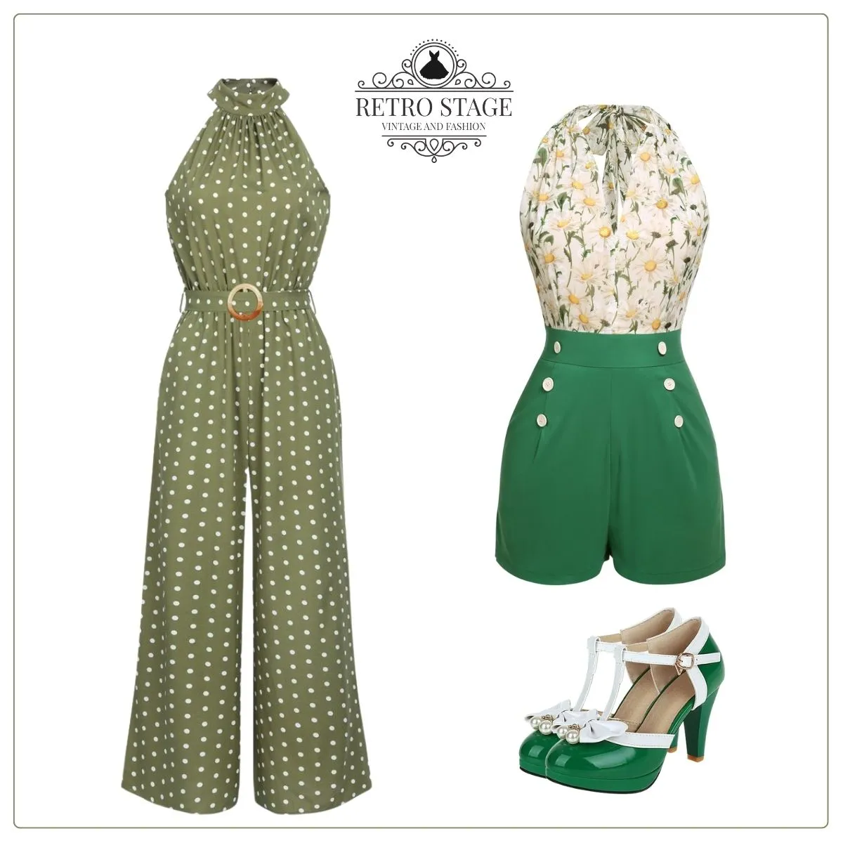 1930s Polka Dot Belt Jumpsuit sold by Retro Stage